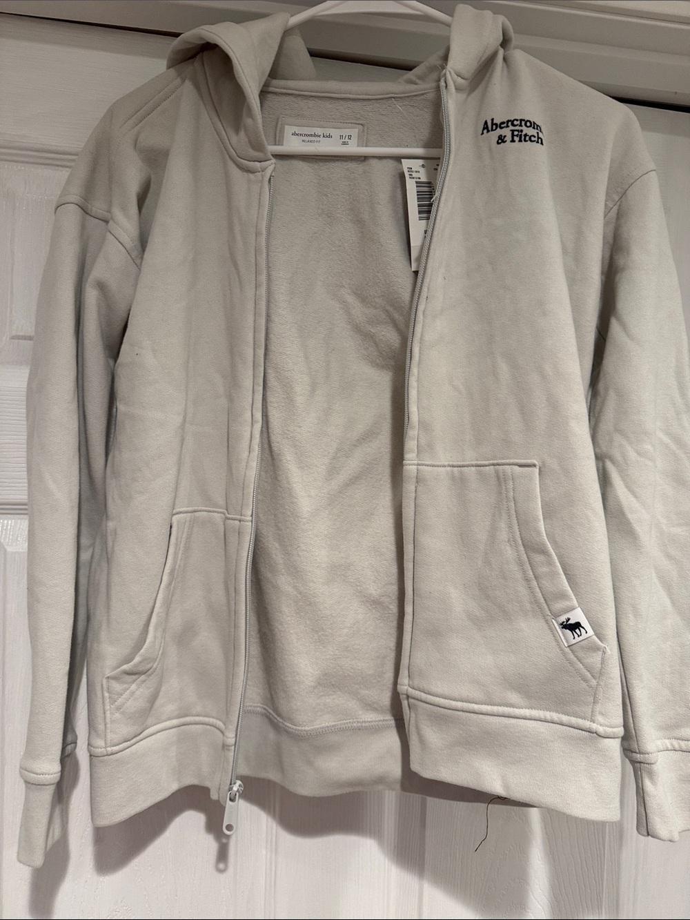 Abercrombie & Fitch Cream Kids Hoodie - Relaxed Fit